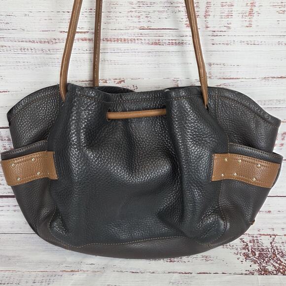 Cole Haan Genevieve Denny Pebbled Leather Drawstring Hobo Shoulder Bucket Bag - Picture 4 of 16